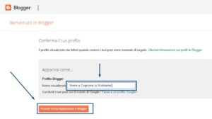 Come ritornare blog Blogspot  passare profilo Blogger personale da profilo Google+ nome visualizzato